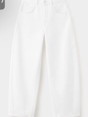 Mango White Wide-Leg Cropped Jeans